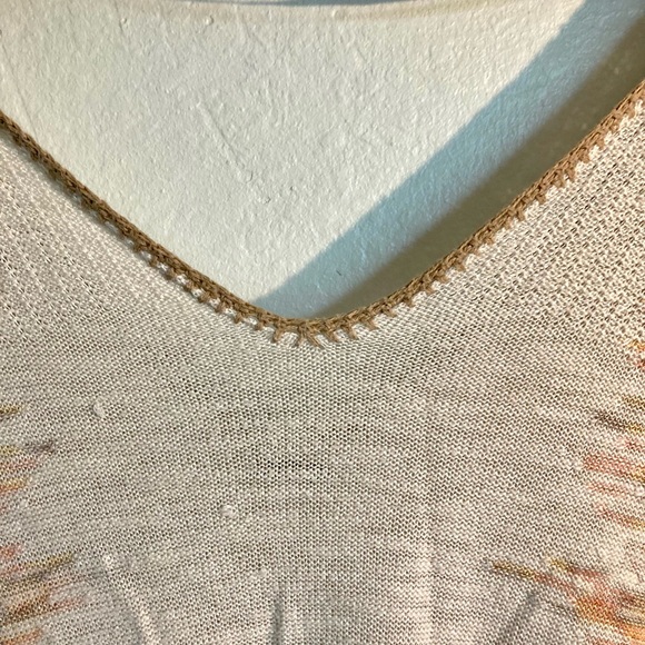 Free People Cream/Tan Top with Aztec Earth Tone Design (XS) - Picture 5 of 6